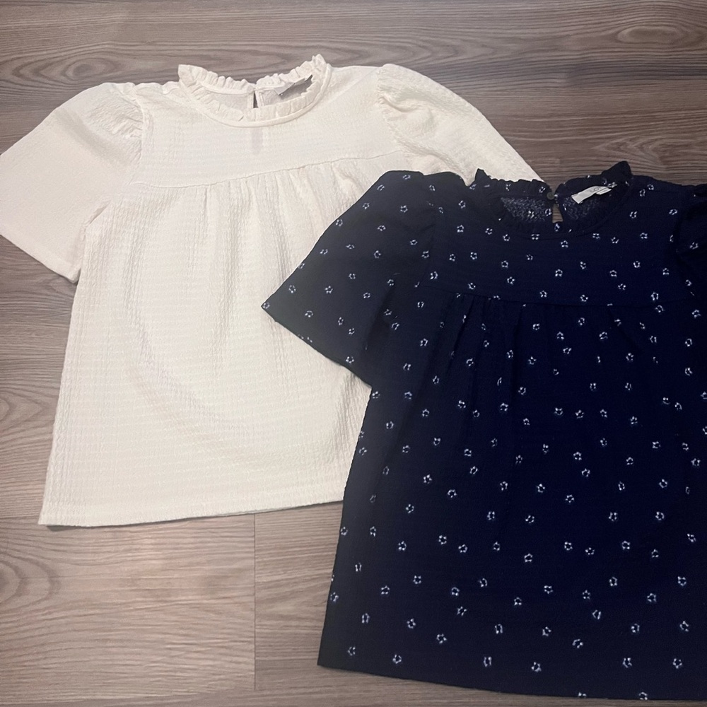 LOFT Cream and Navy Floral Tops